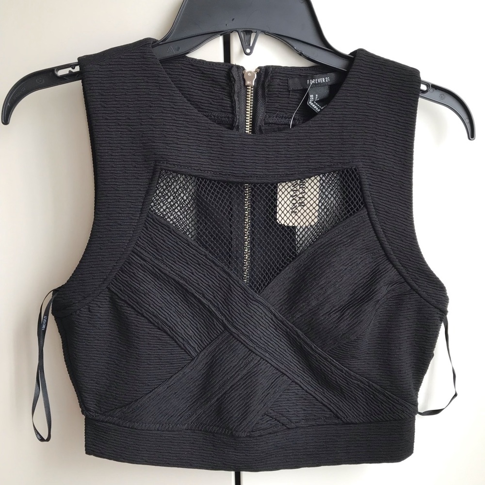 NWT Black Mesh Crop Top